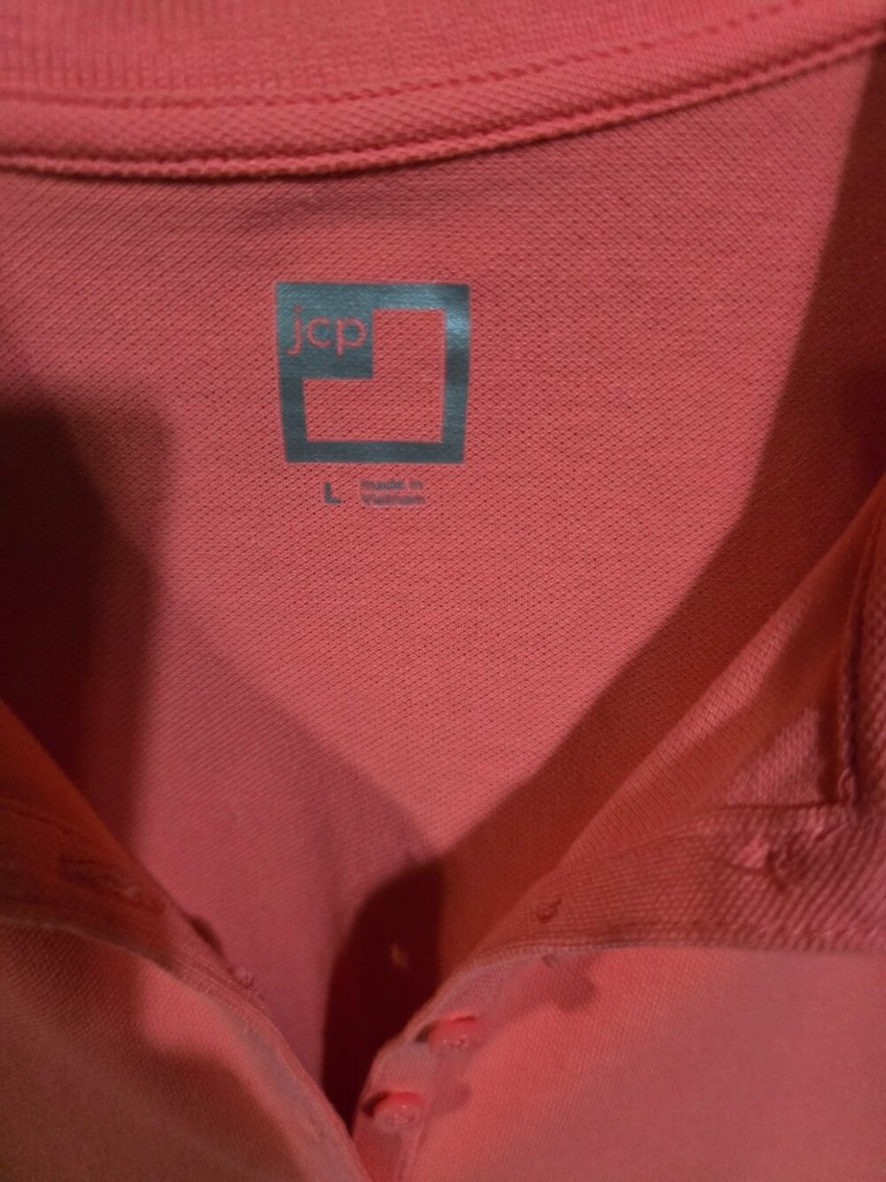 JCP Coral Pullover Top Half Button and Collar - Picture 3 of 3